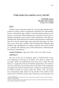 &Ouml;LMEZ, Filiz Nurhan-T&Uuml;RK DOKUMALARINDA AĞA&Ccedil; MOTİFİ