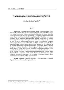 tarbagatay kırgızları ve k&ouml;keni - sibirya araştırmaları dergisi