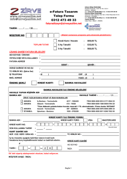 e-Fatura Tasarım Talep Formu 0312 473 49 33