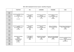 2014- 2015 Akademik Yılı G&uuml;z Yarıyılı 1. Sınıf Ders Programı