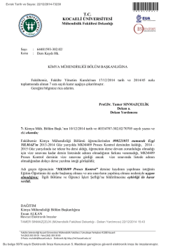 Ders Kaydı Hk. - Kocaeli &Uuml;niversitesi Kimya M&uuml;hendisliği B&ouml;l&uuml;m&uuml;