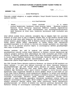 SGK Otomatik &Ouml;deme Talimat Formu ve Taahh&uuml;tnamesi