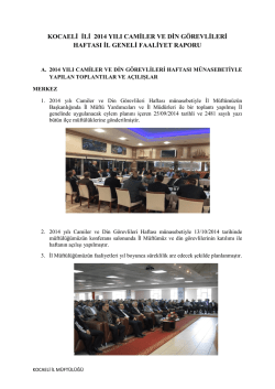 2014 Yılı Camiler ve Din G&ouml;revlileri Haftası Genel Raporunu