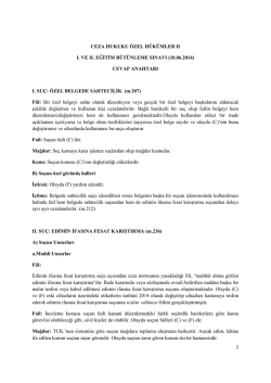 II Dersi B&uuml;t&uuml;nleme Sınavı (10.06.2014) Cevap