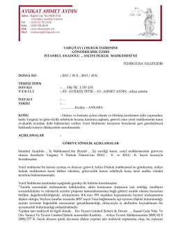 hukuk dairesine g&ouml;nderilmek &uuml;zere istanbul anadolu asliye hukuk