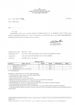 İhtiya&ccedil; Listesi - Van Halk Sağlığı M&uuml;d&uuml;rl&uuml;ğ&uuml;