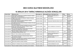 16 aralık 2014 tarihli kırıkkale-aliağa sonu&ccedil;ları