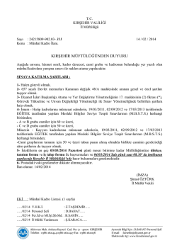 KIRŞEHİR M&Uuml;FT&Uuml;L&Uuml;Ğ&Uuml;NDEN DUYURU - Kirsehir