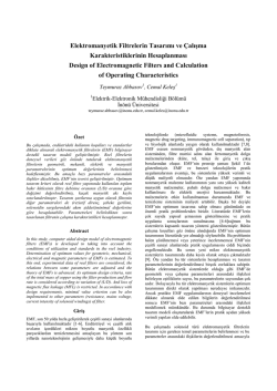 Elektromanyetik Filtrelerin Tasarımı ve &Ccedil;alışma