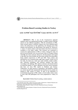 Problem Based Learning Studies in Turkey