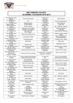 nbc prımary school academıc calendar 2014-2015