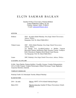 EL&Ccedil; İ N SAKMAR BALKAN - İstanbul 29 Mayıs &Uuml;niversitesi