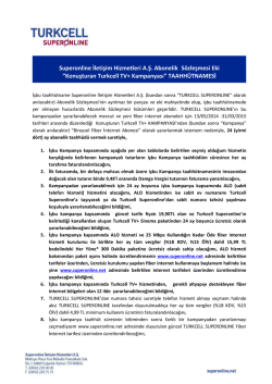 Superonline İletişim Hizmetleri A.Ş. Abonelik Sözleşmesi Eki