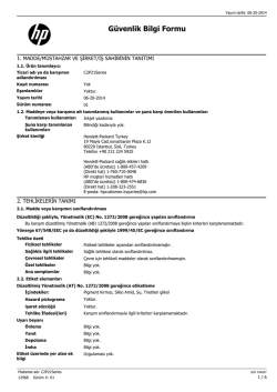 G&uuml;venlik Bilgi Formu