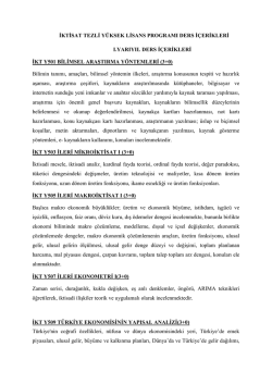 iktisat tezli y&uuml;ksek lisans programı ders i&ccedil;erikleri ı.yarıyıl ders