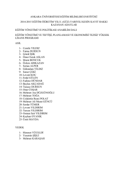 Kayıt Hakkı Kazananlar - Eğitim Bilimleri Enstit&uuml;s&uuml;