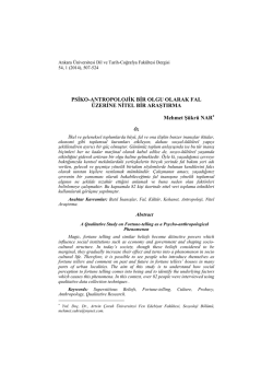Psiko-Antropolojik Bir Olgu Olarak Fal &Uuml;zerine Nitel