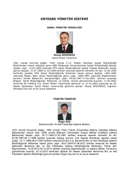 ENTEGRE Y&Ouml;NETİM SİSTEMİ - Eti Maden İşletmeleri