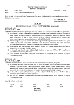 1.a.l. tertip komitesi kararı - T.F.F. İstanbul İl Başkanlığı