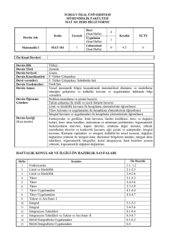 Ders Bilgi Formu - Turgut &Ouml;zal &Uuml;niversitesi
