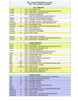EMU - ENGLISH PREPARATORY SCHOOL 2014 &ndash; 2015