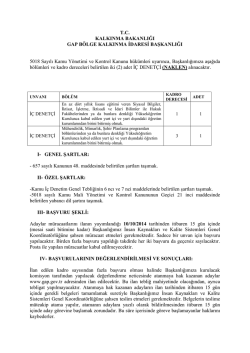 T.C. KALKINMA BAKANLIĞI GAP BÖLGE KALKINMA İDARESİ