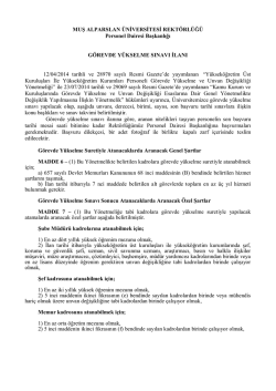 G&ouml;revde Y&uuml;kselme Sınavı İlanı