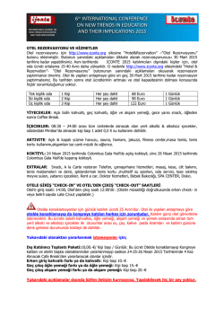 Otel Hizmetleri ve &Uuml;cretler