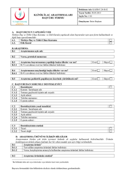 Klinik Arastirma Basvuru Formu