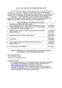 Staj Takivimi ve A&ccedil;ıklamaları - S&uuml;t&ccedil;&uuml;ler Meslek Y&uuml;ksekokulu