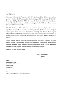 bahar kay.yen. genel bil. - Anadolu &Uuml;niversitesi Batı Avrupa B&uuml;rosu.