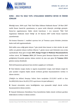 2014 yılı mali tatil uygulaması - Ege Denetim ve Mali Danışmanlık