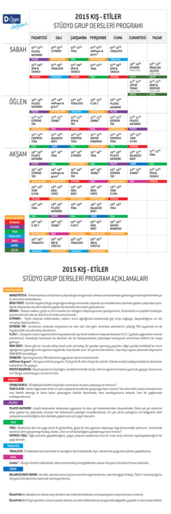 D-Gym Etiler Ders Programı Ders Programımızı g&ouml;r&uuml;nt&uuml;lemek i&ccedil;in