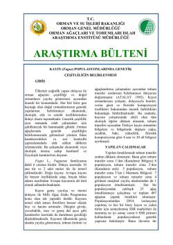 POPULASYONLARINDA GENETİK &Ccedil;EŞİTLİLİĞİN BELİRLENMESİ