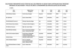 Hukuk Fakültesi 2013-2014 Eğitim-Öğretim Yılı Bahar Yarıyılı