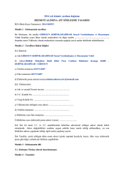 Hizmet Alımına İlişkin S&ouml;zleşme Tasarısı