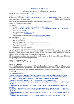 1 PERSONEL TAŞIMA İŞİ HİZMETİ ALIMINA AİT SÖZLEŞME