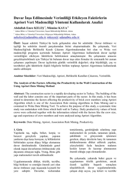 Duvar İnşa Edilmesinde Verimliliği Etkileyen Fakt&ouml;rlerin Apriori Veri