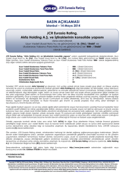 PRESS RELEASE - JCR Eurasia Rating