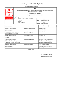 Akreditasyon Sertifikası Eki (Sayfa 1/1) Akreditasyon Kapsamı Dr. H
