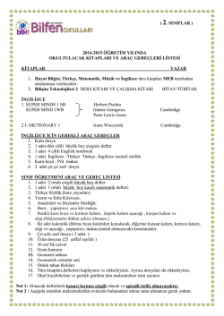 2.sınıf ihtiya&ccedil; listesi