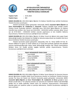 karar 2014/003 - Afyon Kocatepe &Uuml;niversitesi