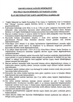 2014 nisan-mayıs d&ouml;nemi il i&ccedil;i naklen atama ilan metni ve başvura