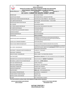 20.12.2014 / cumartesi ge&ccedil;erli n&ouml;bet listesi