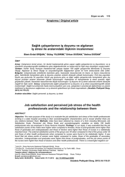 Sağlık çalışanlarının iş doyumu ve algılanan iş