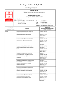 Akreditasyon Sertifikası Eki (Sayfa 1/10) Akreditasyon Kapsamı