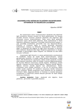 AKADEMİK ETİK DEĞERLER &Ouml;L&Ccedil;EĞİNİN
