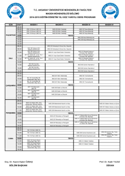 Maden M&uuml;hendisliği B&ouml;l&uuml;m&uuml; 2014-2015 Eğitim