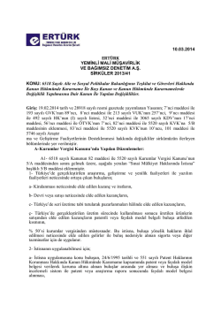 6518 Sayılı Aile ve Sosyal Politikalar Bakanlığının Teşkilat ve