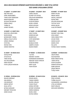 Gazetecilik B&ouml;l&uuml;m&uuml; 4. Sınıf Uygulama Listesi